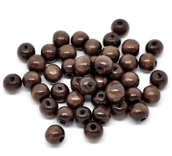

100Pcs Coffee Round Dyed Wooden Spacer Wood Beads 10x9mm