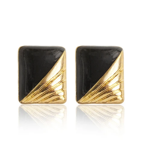 

Temperament OL Cute Fashion Black Green Glazed Square Stud Earrings E2122