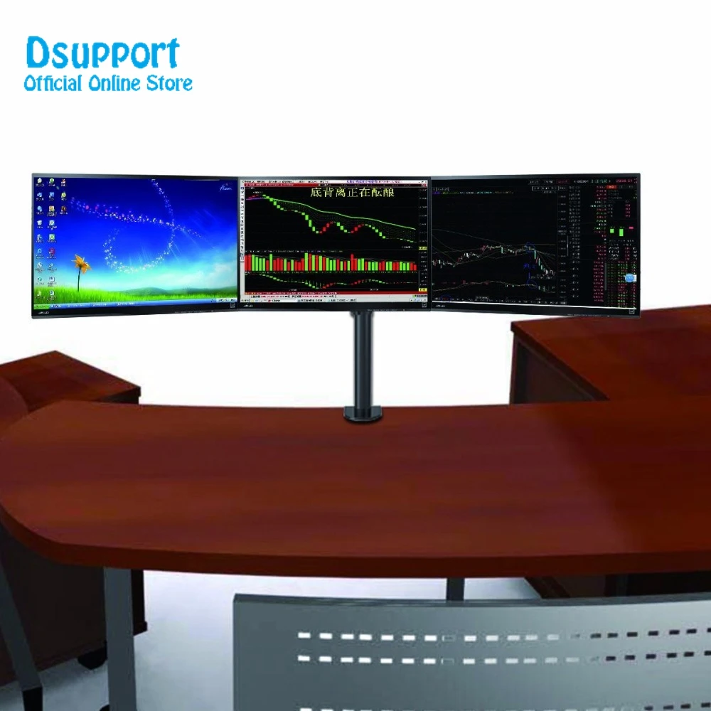 Fully Adjustable Triple Arm Three LCD LED Monitor