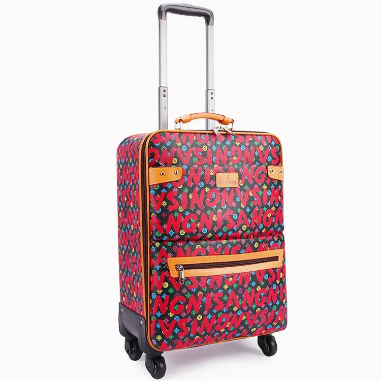 Fashion letters pattern women luggage suitcase travel bags trolley bag