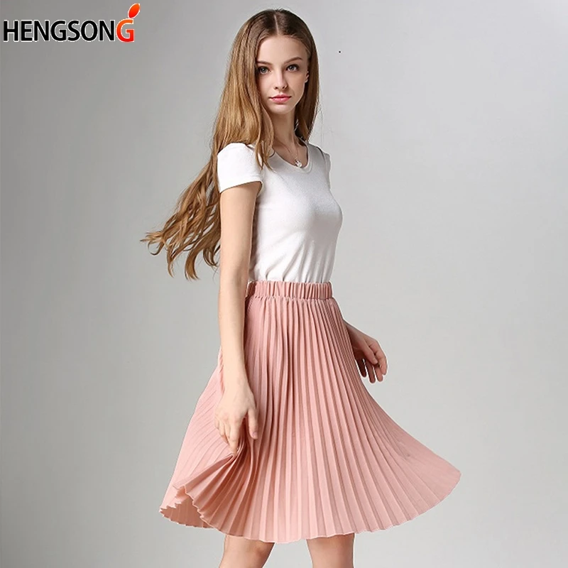 HENGSONG Women Pleated Skirt Vintage High Waist Tutu Skirts Womens