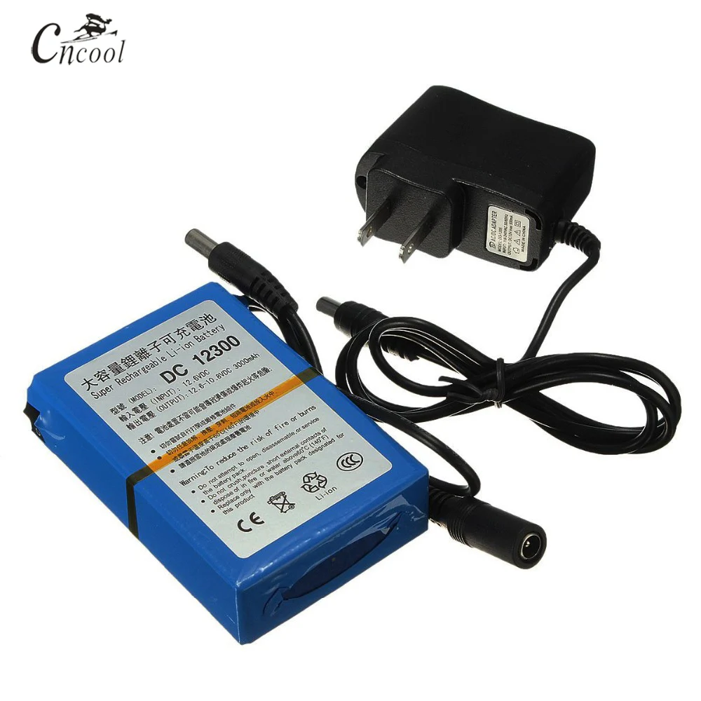 

Cncool High Quality DC1230 12V 3000mAh Li-ion Rechargeable Battery Pack with US/EU Plug Lithium Camera Batteries Li-ion Bateria