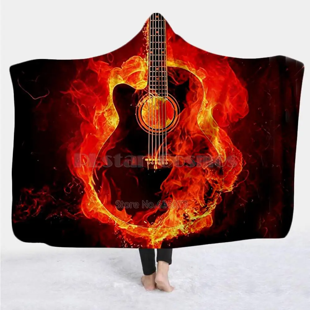 

Violin Guitar art Musical instrument Blanket Hooded Blanket 3D full print Wearable Blanket Adults men women Blanket style-6