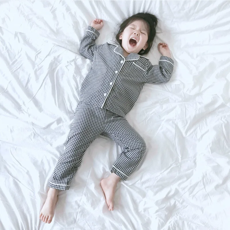 

Parents and Children Pajama Summer Baby Girl Boy Pajamas Suit Cotton Mother Kid Long Sleeved Pajamas Set Family Matching Outfits