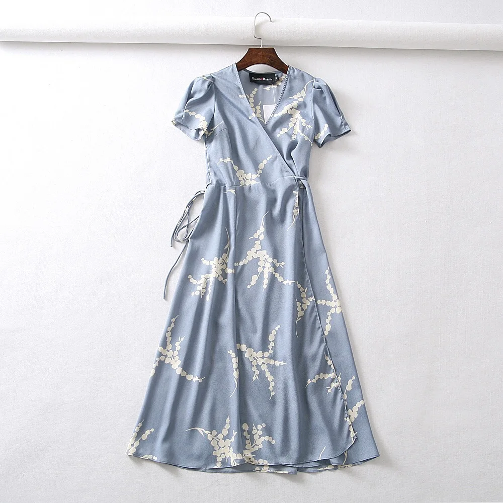 Summer flower dot print wrap dress women short sleeve chiffon beach dress korean fashion work vestidos v neck party midi dress 11 Summer flower dot print wrap dress women short sleeve chiffon beach dress korean fashion work vestidos v neck party midi dress 11