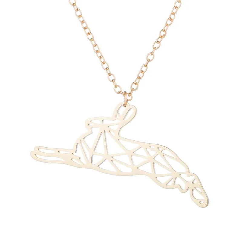 Cute Animal Bunny geometric Necklace bunny necklace origami necklace