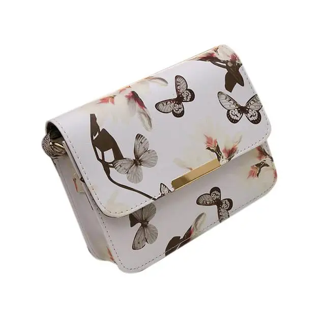 

Flower Print 2019 Shoulder Bag Women Butterfly Leisure Floral Leather Shoulder Bag Satchel Handbag Retro Messenger Bag
