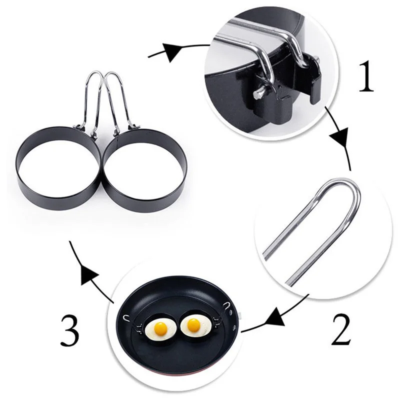 

1pc Durable Stainless Steel Fried Egg Mold Reusable Omelet Mold Kitchen Gadget Round Fried Egg Mold Breakfast Making Accessories