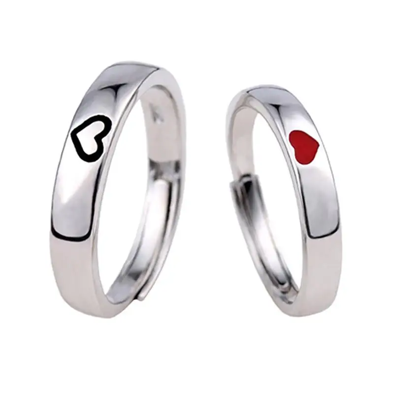1 пара колец в форме сердца, японское и корейское простое кольцо в форме сердца для пары, креативный подарок на день Святого Валентина - Цвет основного камня: 1pair