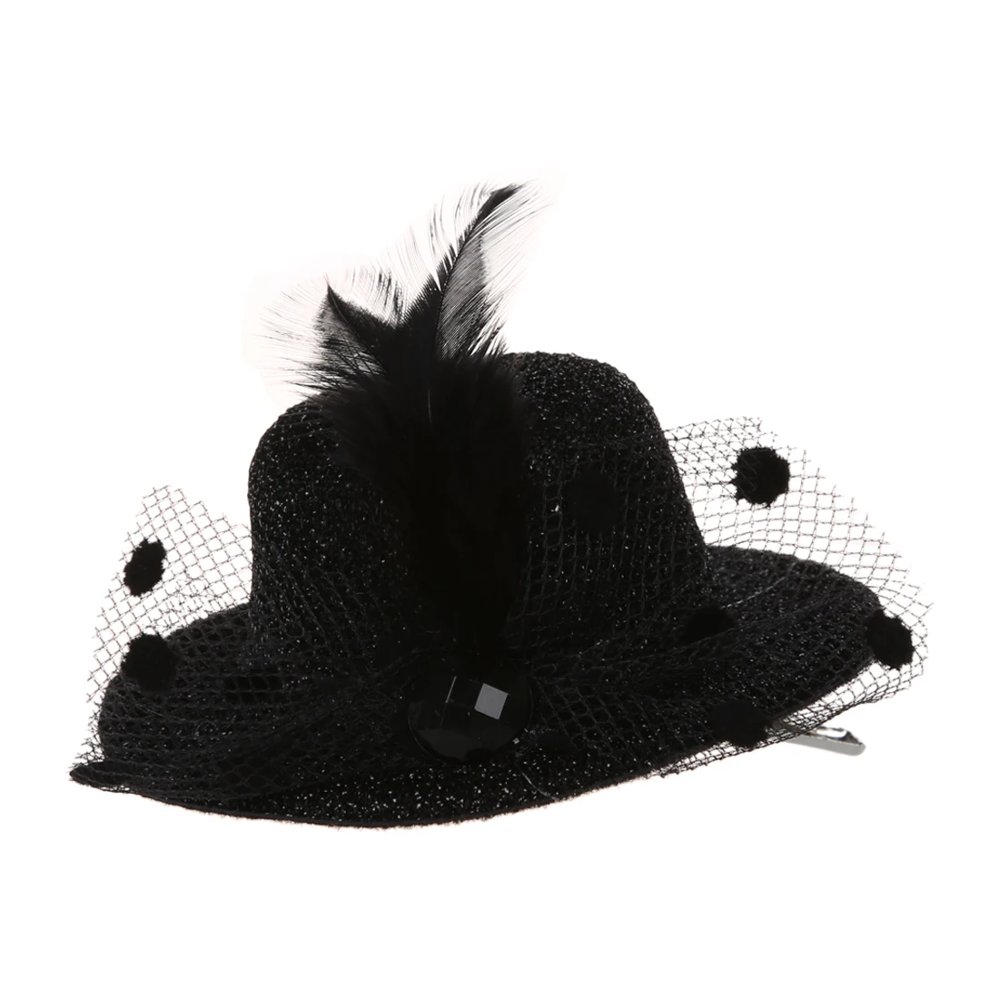 Перо бабочка заколка для волос мини черная шляпа вечерние Лолита косплей Готика