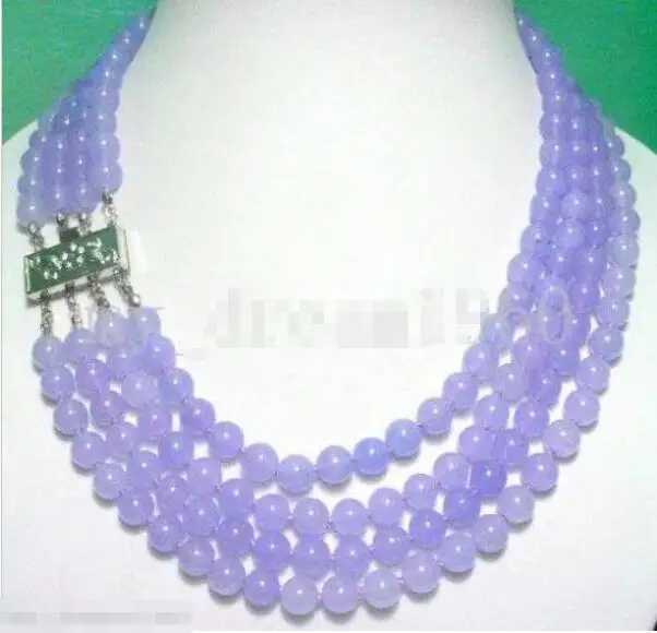 

Hot sale new Style >>>>>Fashion 4 Strands 8MM Purple Jade Round Beads Necklace Jewelry 17-20''