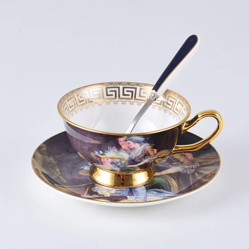Набор кофейных чашек Европейский Роскошный Ретро керамический набор чайных чашек красота леди костяного фарфора Британский чай время послеобеденный кофе чашки - Цвет: 1-piece set