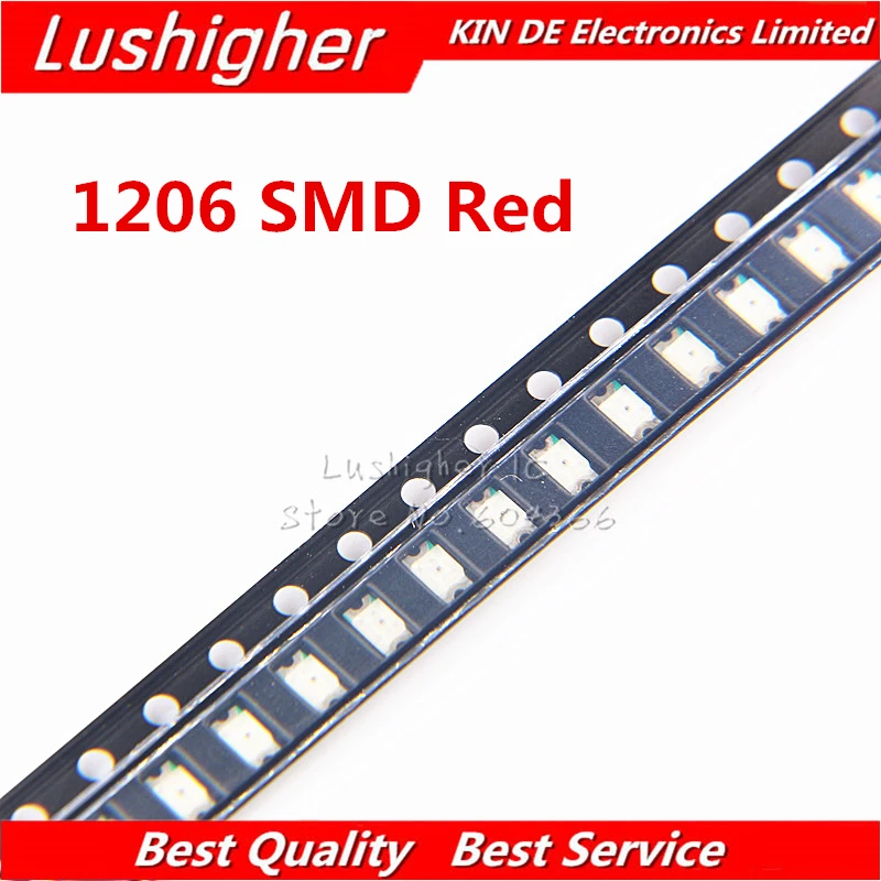

100pcs Red 1206 SMD LED Red colour diodes light 3216 Free shipping