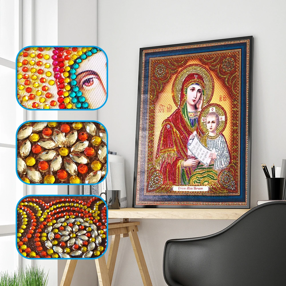 

DIY Diamond Painting Cross Stitch People 3D Mosaic Picture Special Shaped Religious Diamond Embroidery Bead Home Decor lp110