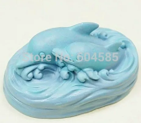 two dolphins play in the water Craft Art Silicone Soap mold Craft Molds DIY Handmade soap molds FM 356