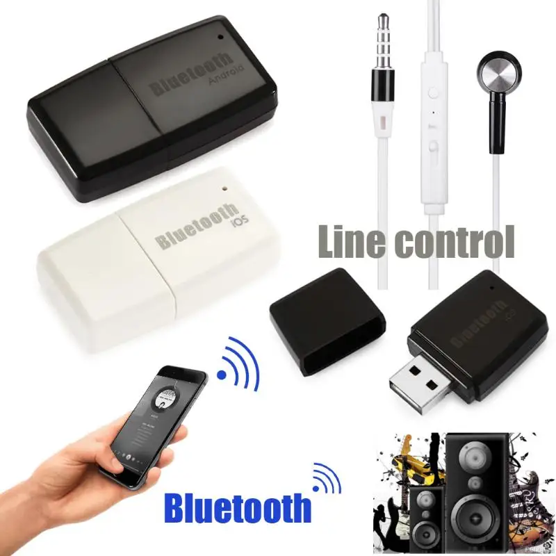 

Bluetooth AUX Mini Stereo 3.5mm Interface Dongle USB Wireless V4.1 Audio Music Receiver Adapter for IOS Andriod Phone Tablet