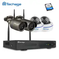 Techage 4CH 1080 p ワイヤレス Nvr Wifi CCTV システム 1MP 2MP ドーム屋内屋外 IP カメラ P2P ビデオセキュリティ監視キット 2 テラバイト