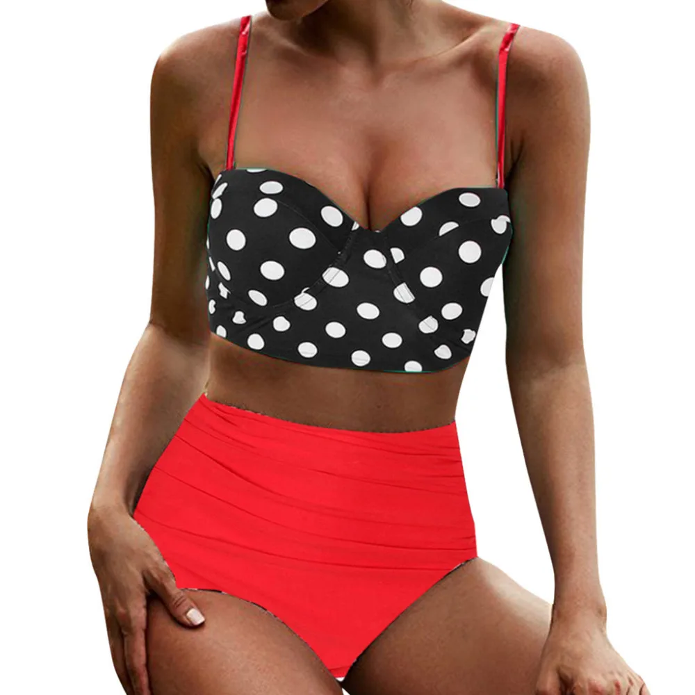 

2019 sexy bikinis set women swimsuit push up swimwear women bikinis mujer brasile Sling Polka Dot Print Swimming Bikini 40M24