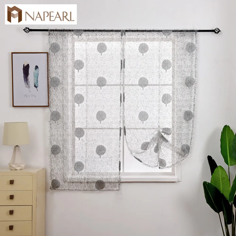 Napearl Floral Kitchen Curtains Balloon Drapes Tie Up Roman Blinds