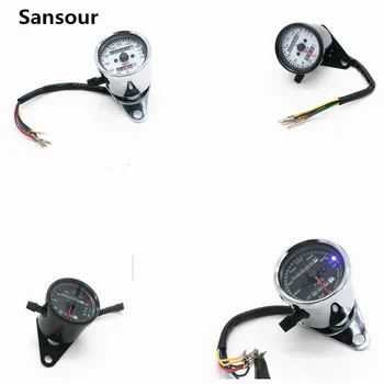 

Sansour Motorcycle Dual Odometer Speedomet Gauge ATV Bike Scooter Backlit Dual Speed meter with LED Indicator DC 12V 0~160km/h