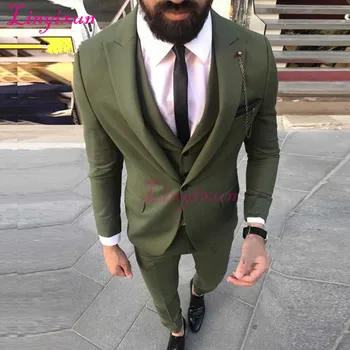 

Linyixun Green Mens Suits For Wedding Slim Fit Men Wedding Suits Wedding Tuxedo Groomsmen Suits Custom Made (jacket+pant+vest)