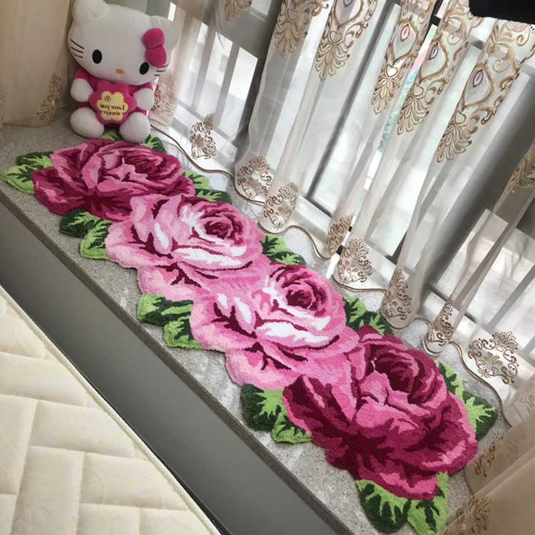 Акриловый толстый 4 розы арт коврик для спальни/прикроватный художественный ковер романтическая роза Прихожая ванна коврик салон ковер для гостиной tapete 165*70 см