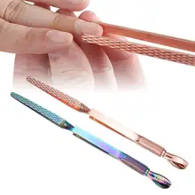 2 способа розовое золото нержавеющая сталь кутикулы толкатель ногтей гель Советы скульптуры формирование Пинцет дизайн ногтей клип маникюрные инструменты форма для ногтей