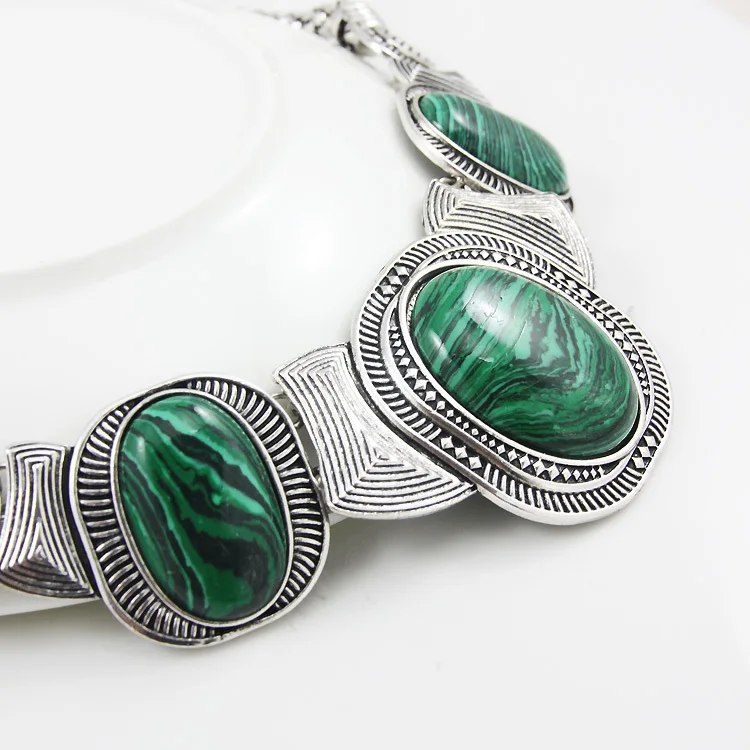 OCESRIO винтажное большое зеленое ожерелье из малахитового камня для женщин, колье, массивное ожерелье и подвеска, индийские ювелирные изделия, качественные nke-m23