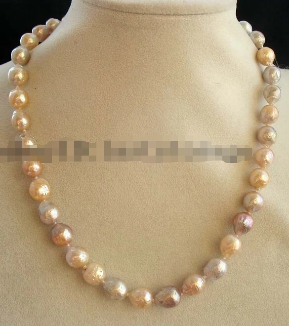 

shipping freshwater pearl multicolor reborn keshi baroque necklace 17