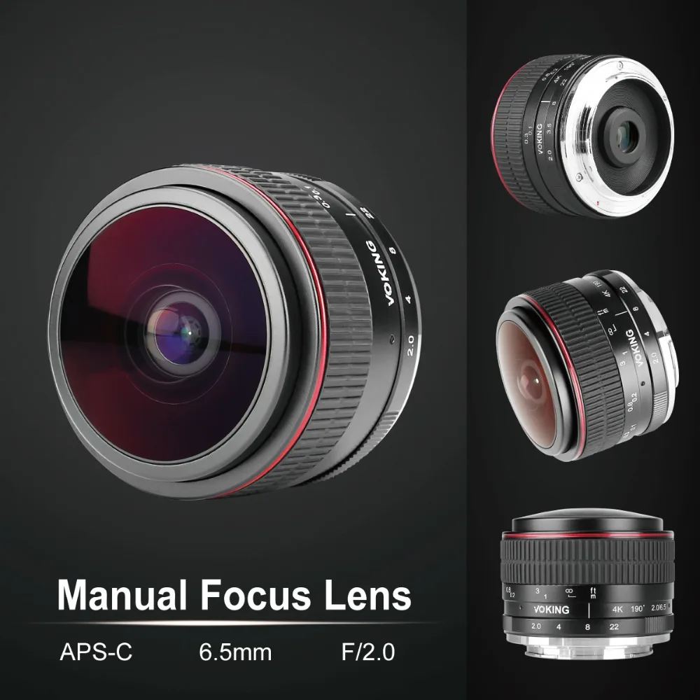 Объектив VOKING VK 6 5 мм f/2 0 Ultra Wide Ручной Рыбий глаз для Nikon Panasonic Olympus Micro Four Thirds