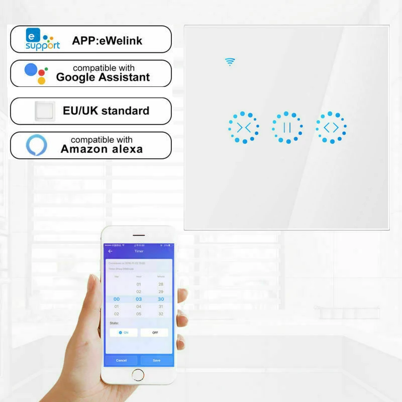 Wi-Fi электрические жалюзи переключатель Сенсорное приложение Голосовое управление от Alexa Echo AC110 до 250 В для механический предел жалюзи мотор