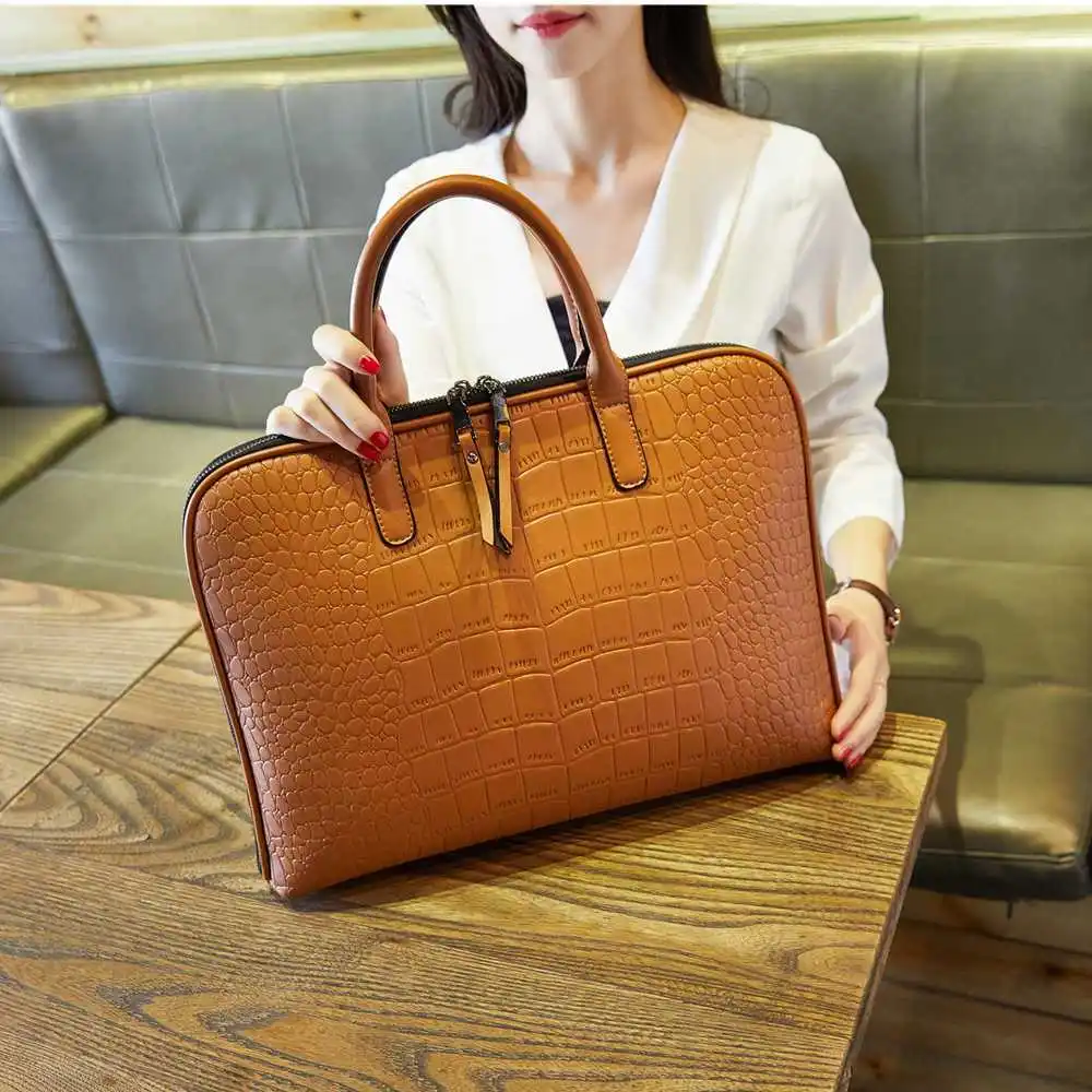 New Girls Shoulder Office Laptop Bags For Women Leather Business Briefcase Woman Laptop Handbag 13" 14" 15 Inch For Macbook Air