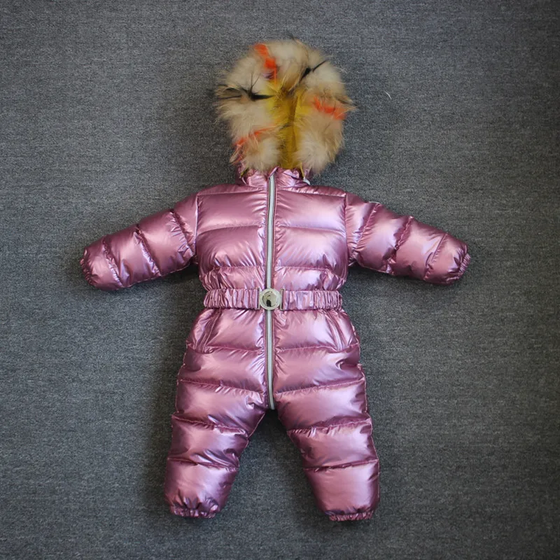 

Fashion Design 90% Duck Down Winter Jumpsuit Nature Fur Snowsuit Overalls Children 2019 Boy Baby Down Jacket For Girls Clothes