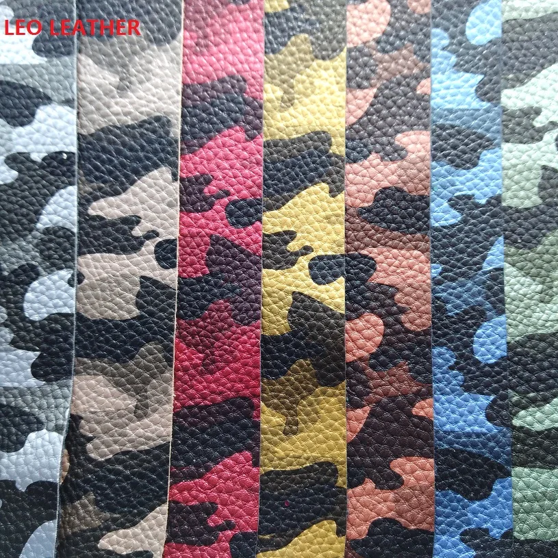 Buy Litchi Grain Leather, Printed Military Grain PU