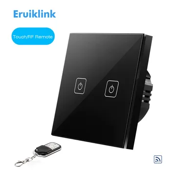 

EU/UK Type Eruiklink RF Remote Control Switch 2 Gang 1 Way,Crystal Glass Switch Panel,Remote Wall Touch Switch,Remote Controller