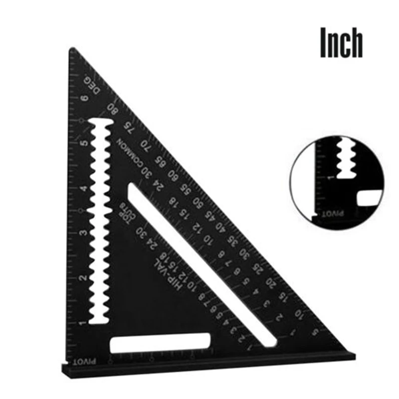 Inch Треугольная измерительной линейкой 7 дюймовый Метрическая Алюминий сплав Скорость квадратный кровельный лист - Цвет: Inch