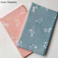 Хлопок саржа мультфильм Синий Розовый простые белые собаки для DIY кроватки постельные принадлежности платье лоскутное домашний декор ручной работы Текстиль