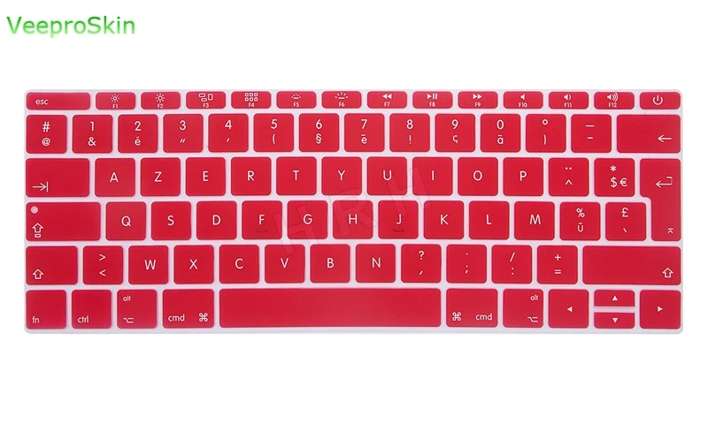 Для Macbook 12 дюймов AZERTY французский Великобритания силиконовая клавиатура кожного покрова для MacBook New Pro 1" A1708( версия, без Touch Bar - Цвет: Red