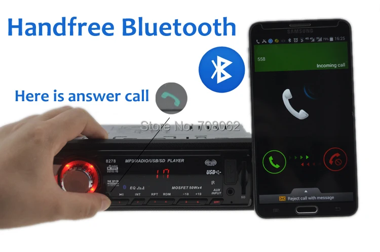 12V автомобиль радио bluetooth автомобиля Радио стерео проигрыватель Bluetooth телефона AUX-IN MP3 FM/USB/1 Din/Дистанционное Управление для iPhone/samsung