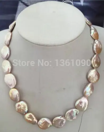 

000562 elegant baroque 15-16MM south sea gold pink necklace AAA