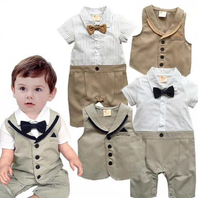 Gentleman Baby Boy Clothes New Born Baby Boy Romper Bebe Infant Short