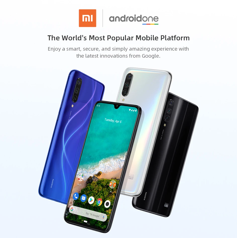 Смартфон Xiaomi Mi A3, глобальная версия, 4 ГБ, 64 ГБ, 32 МП, селфи, Android One, мобильный телефон Snapdragon 665, камера 48 МП, 4030 мАч, 6,09 дюйма