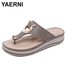 YAERNILadies/Шлепанцы из пробковой кожи; женская домашняя обувь; офисные тапочки; пляжные Летние вьетнамки; Sandalias DeVerano Para Mujer