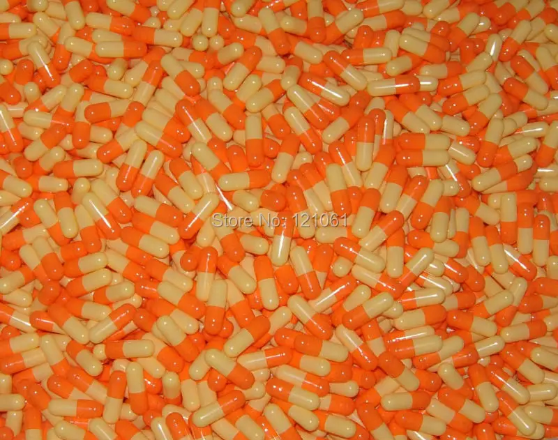 

2# 200pcs! Orange-Light yellow colored empty capsules 2#,hard gelatin empty capsules(joined or seperated caspules available!)