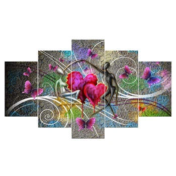 

5pcs Full Square/Round Drill 5D DIY Diamond Painting "Lovers heart butterfly" Multi-picture Combination Embroidery Mosaic Decor