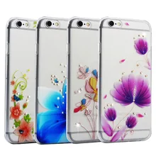 Luxury Crystal Clear TPU Soft Ultra Thin Cell Phone Cases for Women Painted Diamond Cover For iPhone 6 6S 6 Plus 6S Plus Case