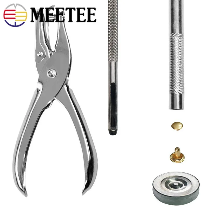 Meetee, 6 мм/8 мм, 360 шт., металлические заклепки, двухсторонние+ инструменты для установки, для рукоделия, сумки, шляпы, украшения ногтей, кожаные изделия