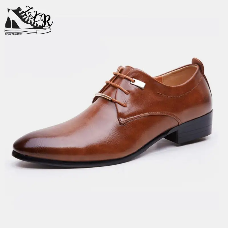 British Business Dress Men's Shoes Big Size Pointed Lace Up Oxford ...