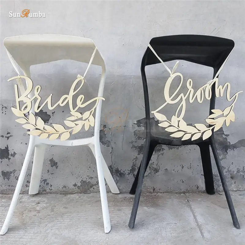 

1 Set Rustic Wedding Sign Decor Ideas for Bride & Groom Chairs Hanging Signs Mariage Party Decorations Wood Wedding Decoration