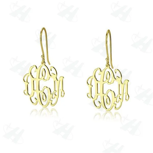 Custom Monogram Initial Earrings Personalized Name Dangle custom monogram initial earrings personalized name dangle
